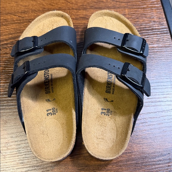 Birkenstock Kids Black Two-Strap Cork Footbed Sandals - Picture 2 of 6